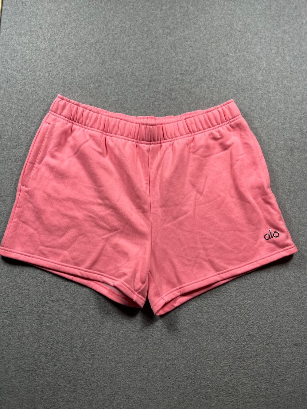 Alo Yoga Accolade Athletic Shorts Women's Large Pink Elastic Waist Side Pockets